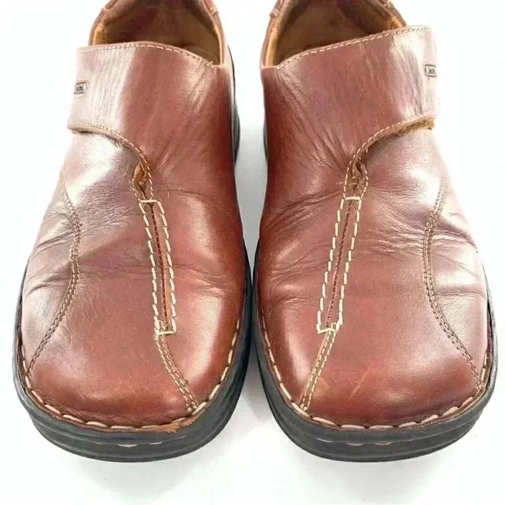 Josef Seibel womens flats 39 8-8.5 brown leather sticky strap walking comfort